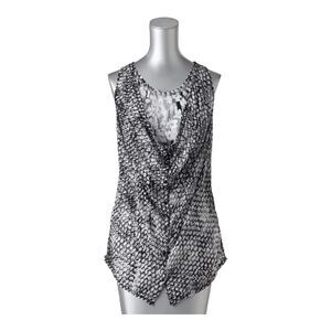 Simply Vera by Vera Wang Women's Button-down Double Layered Shirt M Black/White